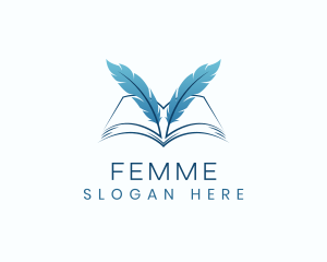 Feather Book Author logo design