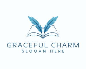 Feather Book Author logo design