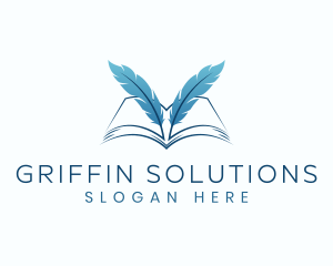 Feather Book Author logo design