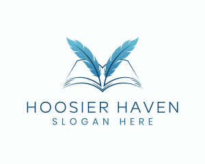 Feather Book Author logo design