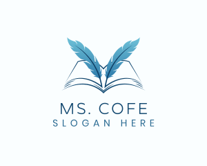 Feather Book Author logo design