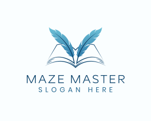 Feather Book Author logo design