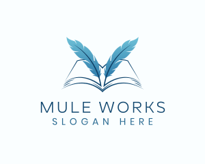 Feather Book Author logo design