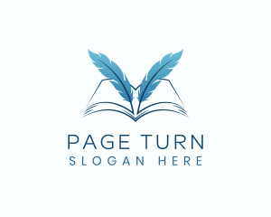 Book - Feather Book Author logo design