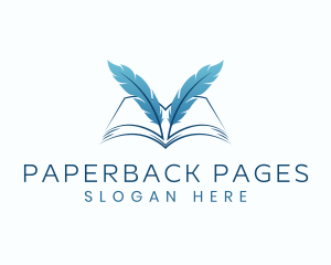 Book - Feather Book Author logo design