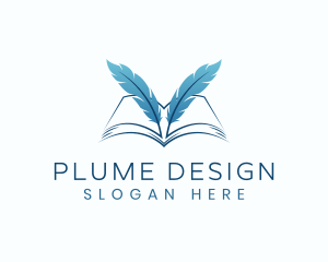 Feather Book Author logo design