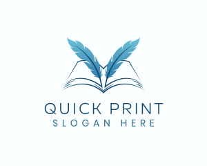 Feather Book Author logo design