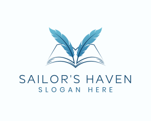 Feather Book Author logo design