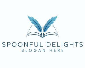 Feather Book Author logo design