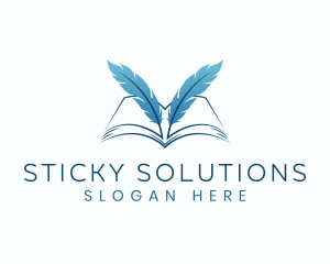 Feather Book Author logo design