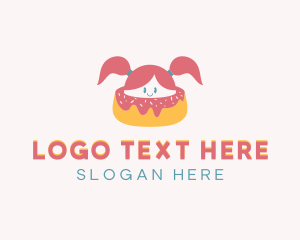 Character - Girl Donut Dessert logo design