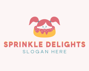 Girl Donut Dessert logo design