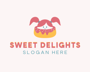 Girl Donut Dessert logo design