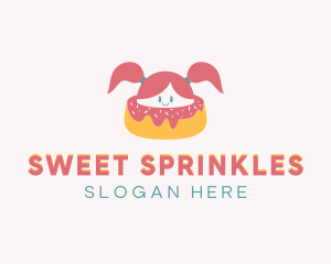 Sprinkles - Girl Donut Dessert logo design