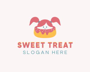 Donut - Girl Donut Dessert logo design