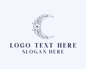 Boho - Moon Flower Holistic logo design