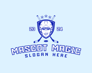 Ice Hockey Mascot Shield logo design