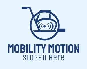 Modern Blue Wheelchair  logo design