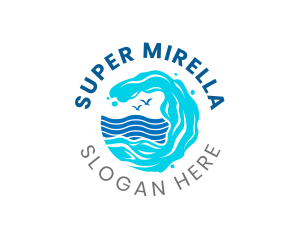 Minimalist - Surfing Water Wave logo design