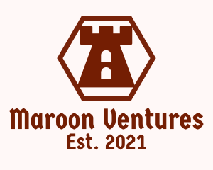 Maroon - Hexagon Castle Turret logo design