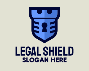 Blue Keyhole Shield logo design