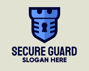 Encryption - Blue Keyhole Shield logo design
