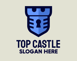 Blue Keyhole Shield logo design