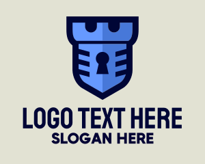 Fort - Blue Keyhole Shield logo design