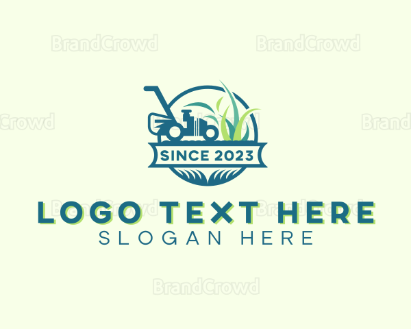 Grass Lawn Mower Logo