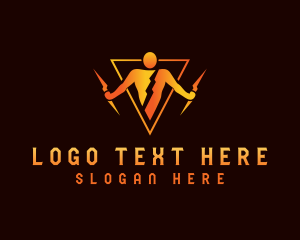 Thunder - Lightning Voltage Human logo design