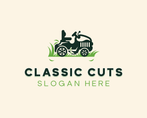 Grass Mowing Lawn Mower logo design