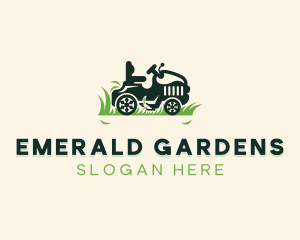 Grass Mowing Lawn Mower logo design