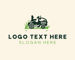 Grass Mowing Lawn Mower Logo