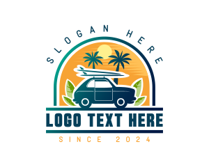 Surfboard - Surfer Tourist Car Travel logo design