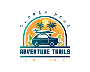 Surfer Tourist Car Travel logo design