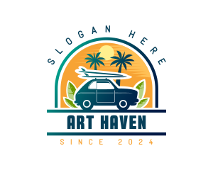 Surfer Tourist Car Travel logo design