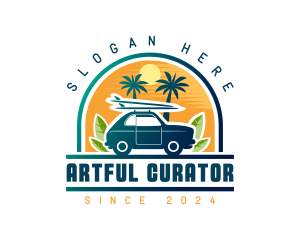 Surfer Tourist Car Travel logo design