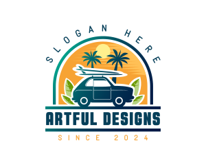 Surfer Tourist Car Travel logo design