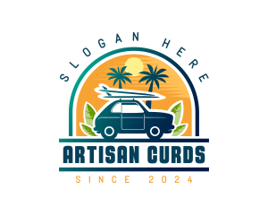 Surfer Tourist Car Travel logo design