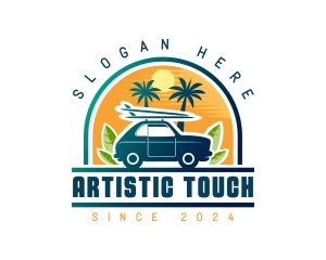 Surfer Tourist Car Travel logo design