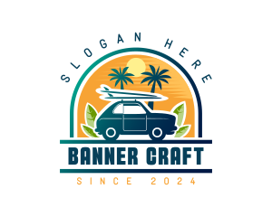 Surfer Tourist Car Travel logo design