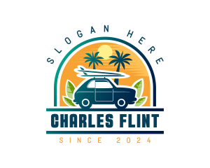 Surfer Tourist Car Travel logo design