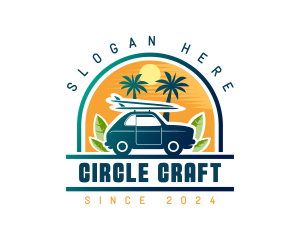 Surfer Tourist Car Travel logo design