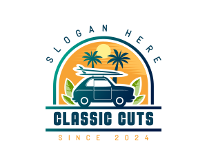 Surfer Tourist Car Travel logo design