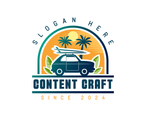 Surfer Tourist Car Travel logo design