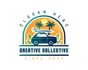 Surfer Tourist Car Travel logo design