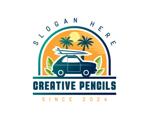 Surfer Tourist Car Travel logo design