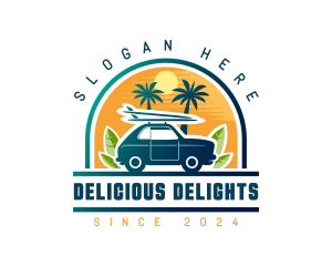 Surfer Tourist Car Travel logo design