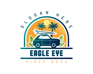 Surfer Tourist Car Travel logo design