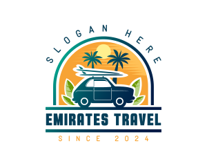 Surfer Tourist Car Travel logo design